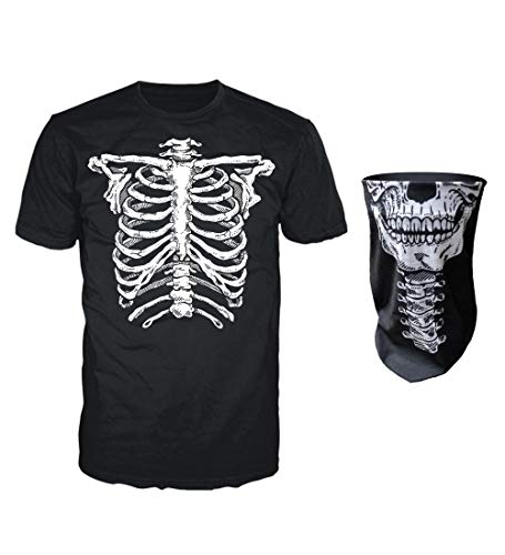 Amazon.com: Glow in The Dark Skeleton T-Shirt with Face Skull Mask